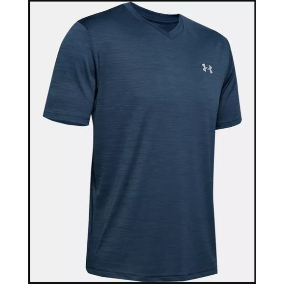 Under Armour UA Velocity Men's T-Shirt Performance Gym Run V-Neck Tee Large Blue - Picture 3 of 11